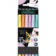 6-delni set barvnih flomastrov Faber-Castell: Black Edition pastelne barve