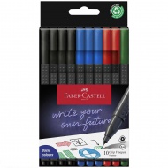 Faber-Castell: GRIP flomaster s konico 0,4mm v štirih barvah, komplet 10 kosov