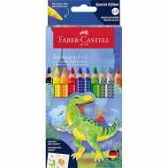 Faber-Castell: Jumbo GRIP s setom barvic z motivom dinozavrov 8+2 kosov