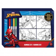 Komplet barvne platno Spider-Man s 4 flomastri