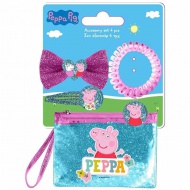 Luna: Peppa Pig toaletna torbica in set za lase, 4-delni paket.