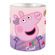 Peppa pujsa valjasta kovinska namizna posoda za pisala 10x11cm