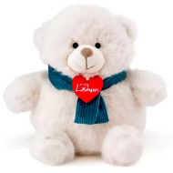 Teddy bel plišasti medvedek z modrim šalom 18 cm - Lumpin