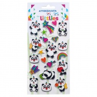 The Littlies: Panda medvedki 3D puhasti nalepke, komplet 10x22 cm