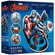 Wood Craft: Marvel - Kapitán Amerika 160-delni premium lesena sestavljanka - Trefl