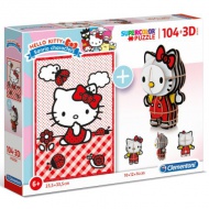 Clementoni: Hello Kitty 104-delna sestavljanka in modelna figurica 2-v-1