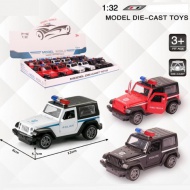 Jeep Wrangler kovinski model policijskega avtomobila na poteg nazaj v več različicah 1/32