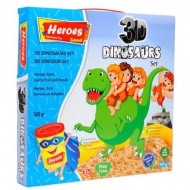 Kinetic Sand: Heroes 500-gramski komplet peščenega plastelina z dinozavri in dodatki