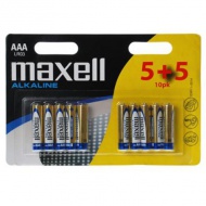 Maxell: Alkalna ploščata baterija 1.5V AAA LR03 5+5 v trdem pakiranju