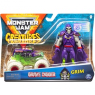 Monster Jam: Grave Digger avtomobilček in Grim figurica - Spin Master