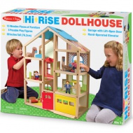 Nadstropna lesena hišica za lutke z dvigalom - Melissa &amp; Doug