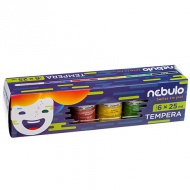 Nebulo: 6-delni komplet tempera barvic v 25ml lončkih