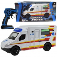 RC daljinsko vodeni beli reševalni Ambulance avtomobil svetl. učinki 2,4GHz merilo 1/12 30 cm