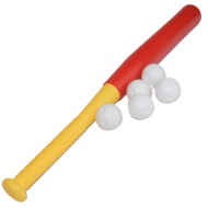 Rdeči plastični baseball kij set z žogami 56 cm