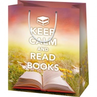 Velika darilna vrečka opremljena z napisom Keep Calm and Read Books 27x14x33cm